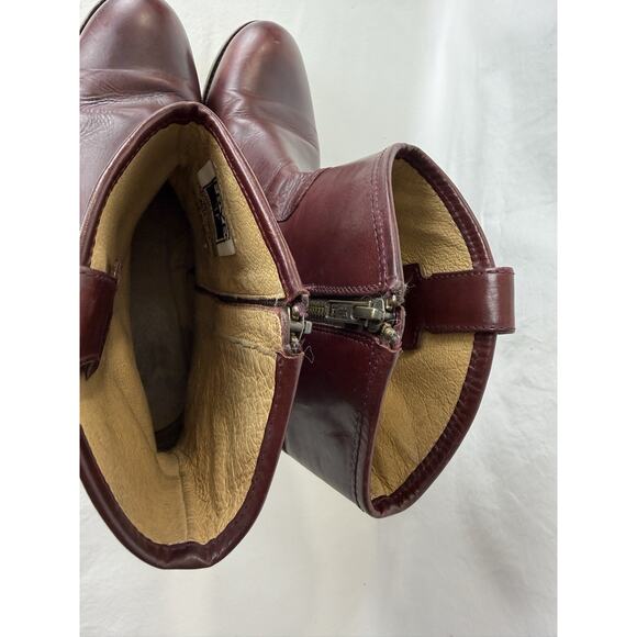 Frye Melissa Button Short Burgundy Leather Side Zip Booties Women’s Size 11B - Picture 10 of 13